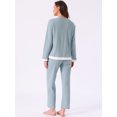 thumbnail image 4 of DARING DIVA Women's Soft Waffle Cotton Pajamas Long Sleeve with Pants Set M Blue, 4 of 7