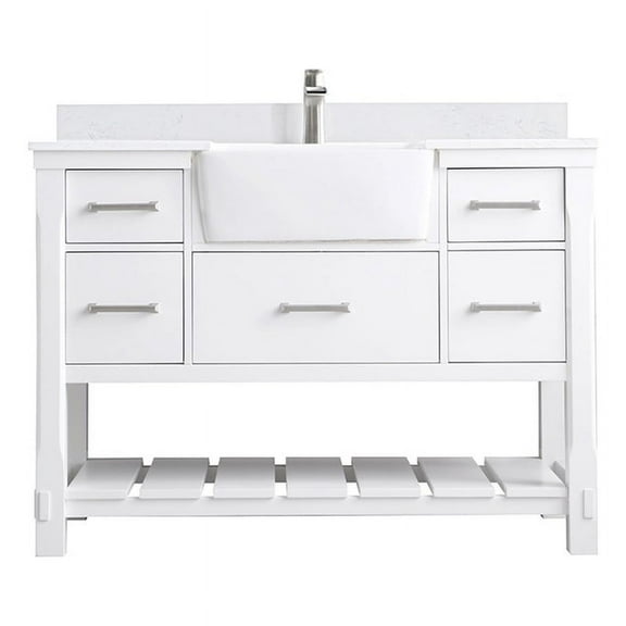 Georgia 48" Aosta White Stone Top Single Vanity w/o Mirror White