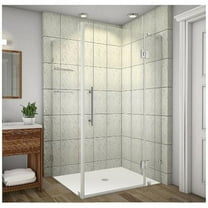 AstonGlobal SEN992-SS-4034-10 Avalux 40 x 34 x 72 in. Completely Frameless Shower Enclosure with Glass Shelves in Stainless Steel