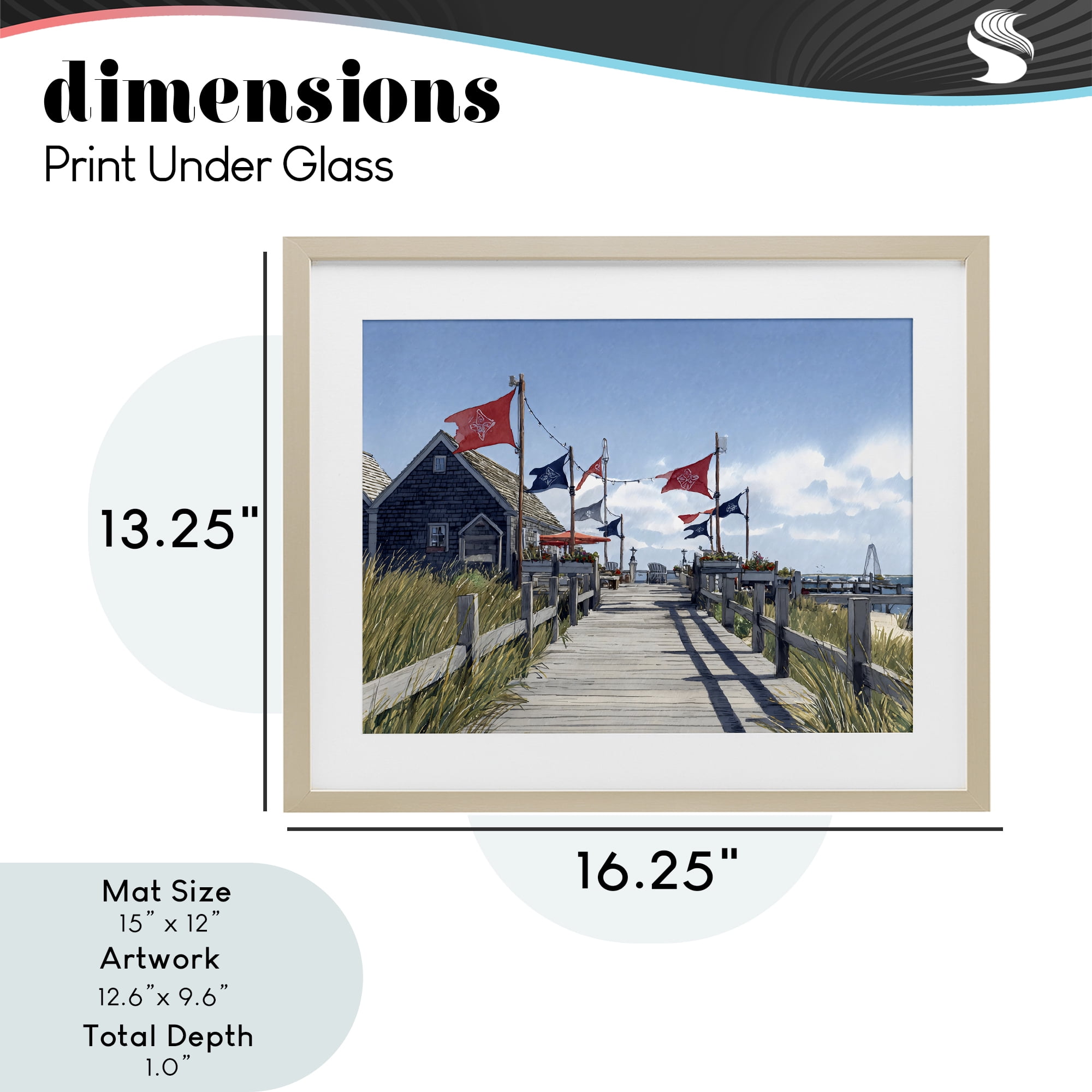 Stupell Industries Summer Boardwalk Stroll Birch Framed Print Under Glass, design by Franklyn Gregory