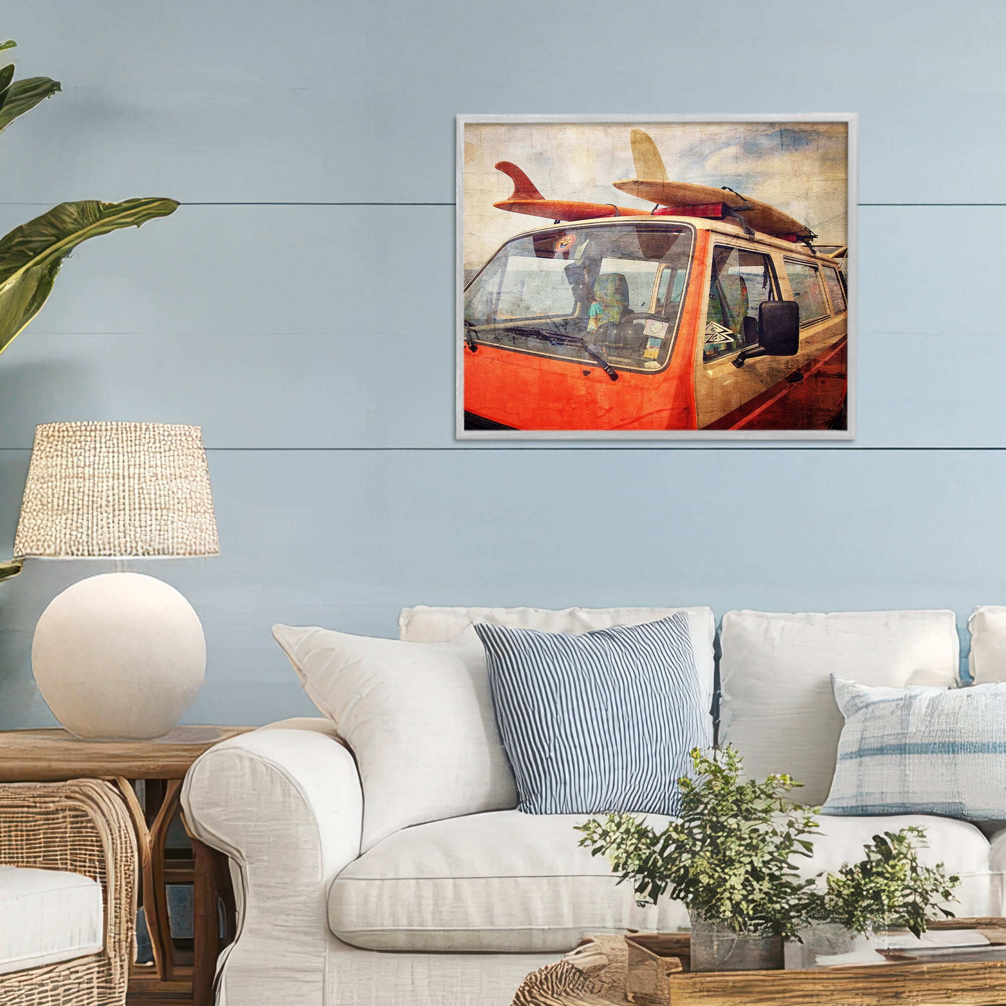 Stupell Industries Surf Bus Vintage Distressed Gray Framed Giclee Art, design by Grotto Studios