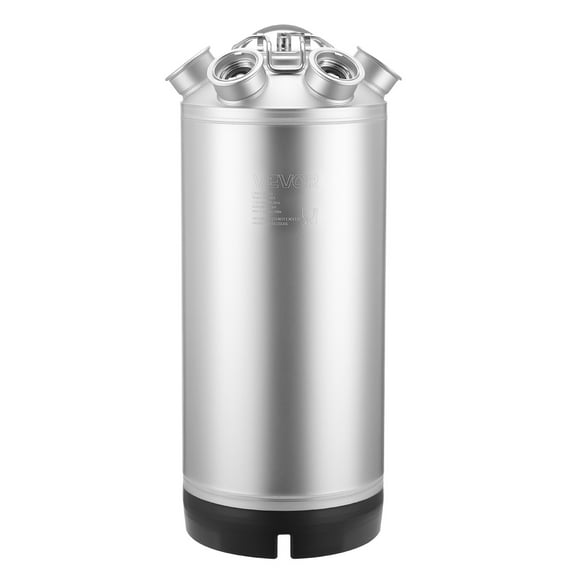 VEVOR Cleaning Keg,5 Gallon/19L Keg Line Cleaning Kit with 4 D Coupler Connections & Rubber Base, Beer Lines Cleaner Used for Beer Line Cleaning, 304 Stainless Steel Kegerator Beers Lines Cleaner Kit
