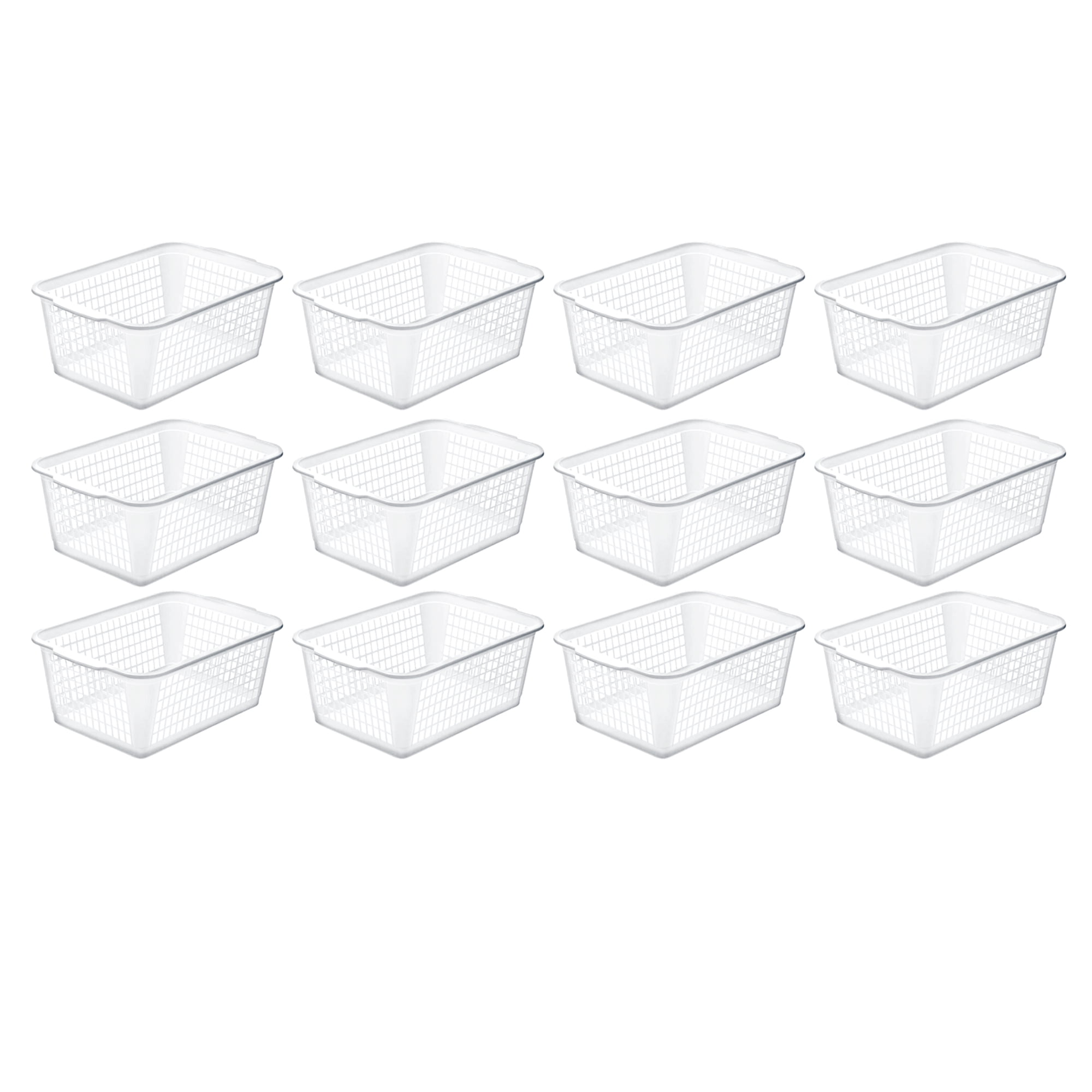 YBM Home 12Pack Plastic Storage Basket for Office, Clear