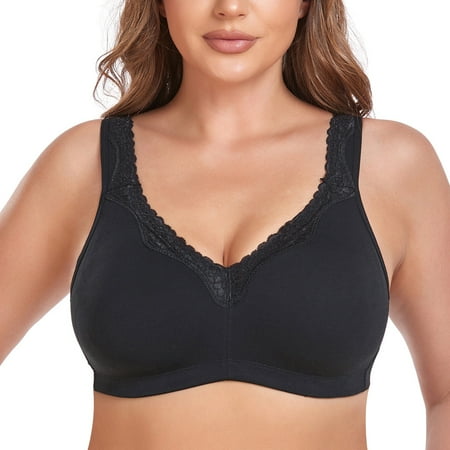 Women s Cotton Bra Seamless Unlined Plus Size Comfort Full Coverage Bra 36DD