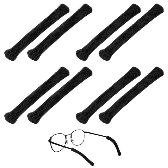 Uxcell Soft Glasses Ear Cushion [4 Pairs] - Cotton Eyeglasses Temple Tips Sleeve Anti-slip Grips - Black