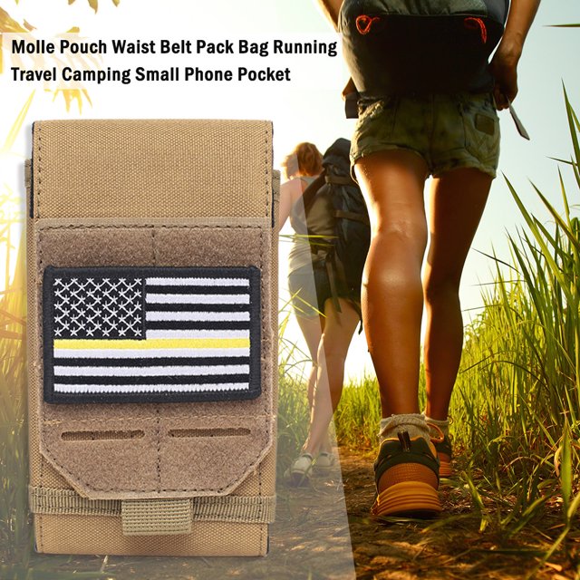 Bolsa Molle Camping Bolsa Molle, riñonera, bolsa para correr, viaje, bolsillo pequeño para teléfono (marrón)