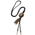thumbnail image 1 of Moda Mujeres Hombres Aleación Sombrero de vaquero Pluma Colgante Cuerda de cuero Collar largo (Bronce antiguo), 1 of 2
