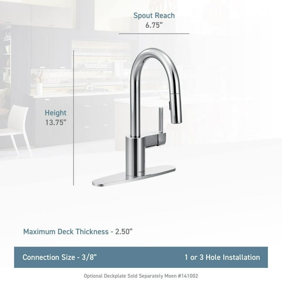Moen 5965SRS Align One-Handle High Arc Pulldown Bar Faucet featuring Reflex, Spot Resist Stainless
