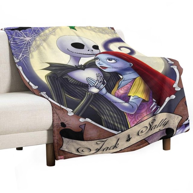 Manta de tela de superficie vertical súper suave de varios tamaños de Pesadilla antes de Navidad, acogedora y cálida, adecuada para cama, sofá, campamento, viajes, para todas las estaciones, liviana