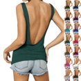 thumbnail image 2 of Sleeveless Tank Tops for Women Casual Workout Shirts Sexy Open Back Activewear Athletic Clothes Sports Tank Top （Dark Green,M）, 2 of 7