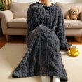 thumbnail image 6 of DOZINSIX 2 Pack Women Flannel Nightgowns Cable Knit Cozy Plush Long Sleeve Winter Warm Nightdress, 6 of 9