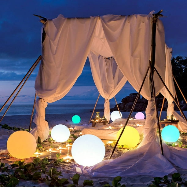 Lámpara de bola luminosa LED, lámpara de bola colorida, control remoto de carga, lámpara decorativa impermeable para exteriores, lámpara de bola para patio, lámpara redonda para césped