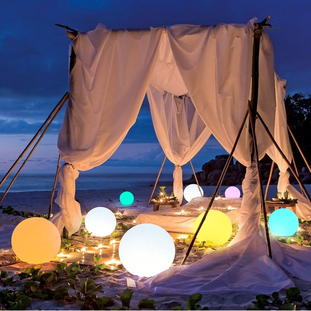 Lámpara de bola luminosa LED, lámpara de bola colorida, control remoto de carga, lámpara decorativa impermeable para exteriores, lámpara de bola para patio, lámpara redonda para césped