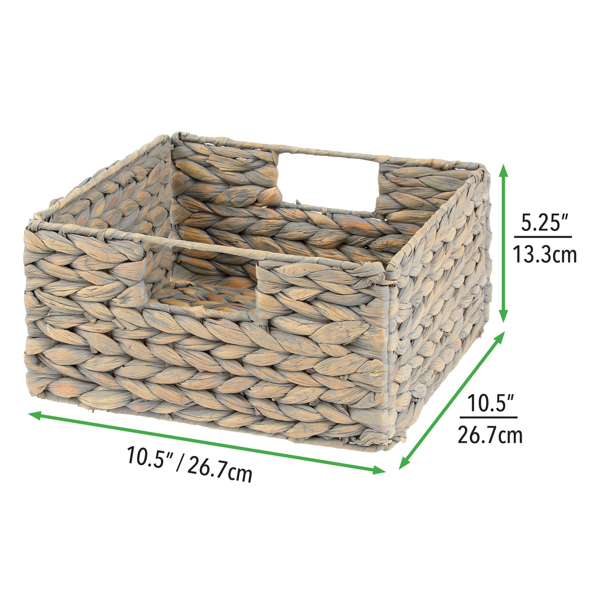 mDesign Woven Hyacinth Kitchen Basket Organizer with Handles, 8 Pack, Gray Wash