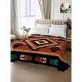 thumbnail image 2 of Aztec Southwest King Size Flat Sheet, Wrinkleproof & Fadeproof Cooling Flat Bed Sheet Only, Orange Black Boho Tribes Abstract Breathable Soft Bedding Top Sheets 105 x 98 Inches, 2 of 8