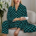 thumbnail image 6 of Sikiie Black And Teal Checkerboard Pajamas for Women Set, Womens Pajama Sets, Lounge Sets for Women, 2pjs for Women-XX-Large, 6 of 7