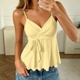 thumbnail image 2 of SGMVNU Women's Cute Sleeveless Peplum Tank Tops Sleeveless V Neck Crop Wrap Top Cute Summer Tie Front Camisole, Light Yellow, Size S, 2 of 6