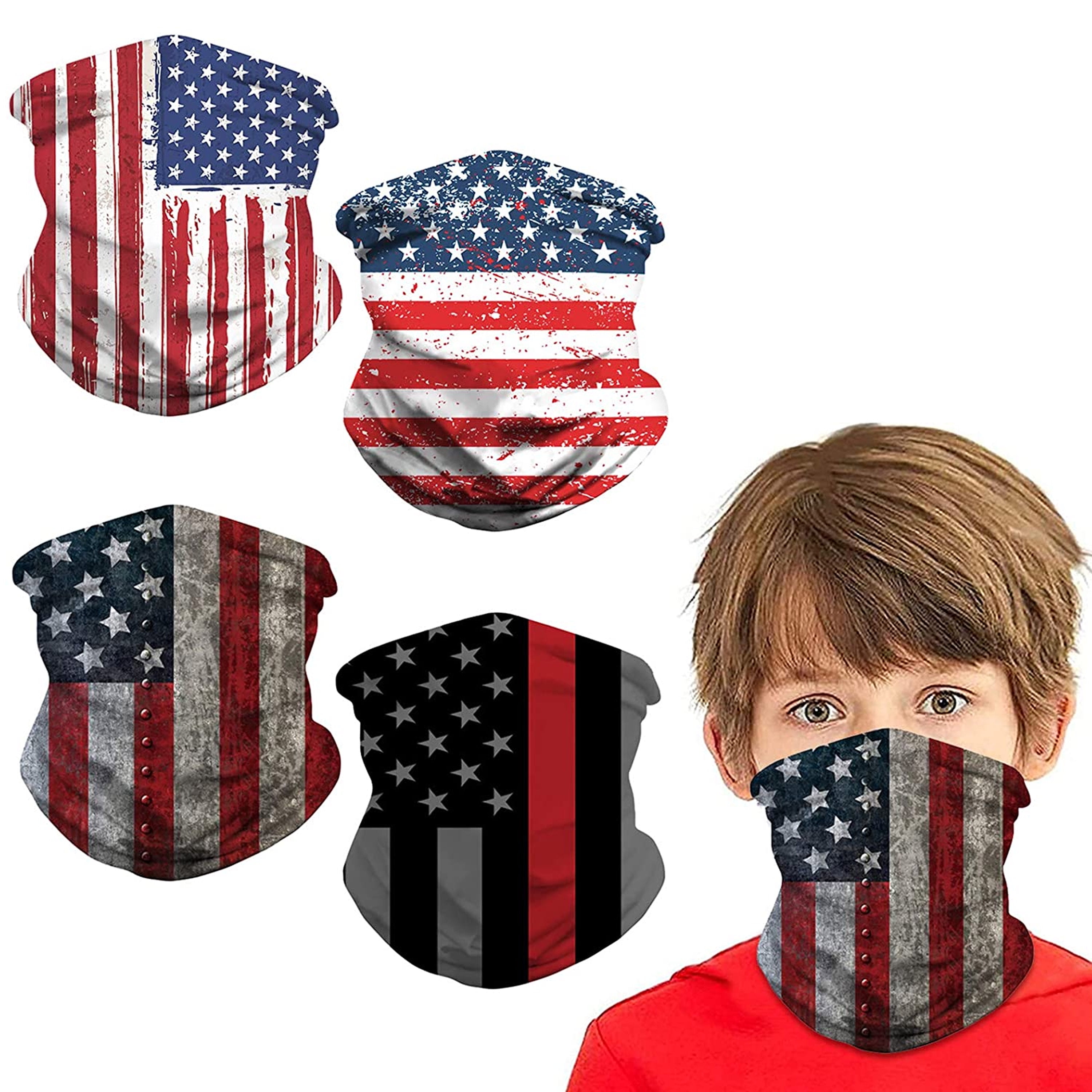 4PCS Kids Face Mask Reusable for Boys Girls ,Children Neck Gaiter