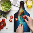 thumbnail image 3 of Outer Space Cutting Board, Planet Earth in Sun Rays Elements Astronomy Atmosphere Sky Satellite Moon Image, Tempered Glass Cutting and Serving Board, Wine Bottle Shape, Red Blue, by Ambesonne, 3 of 5