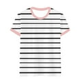 thumbnail image 4 of Tittly T Shirts for Women Tshirts Shirts Women's Spring Round Neck Stripe Splicing Loose Casual Short Sleeve T Shirt Basic Tees Summer Tops Pink XXL, 4 of 4
