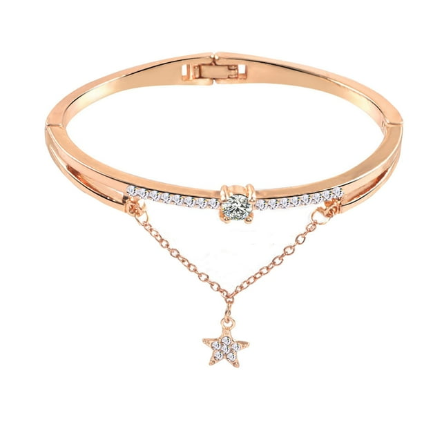 Fashion Star Pattern Synthetic Bangle Bracelet Long Necklaces for Women Fashion Jewelry Necklace Bracelet Set Bangle Bracelets for Women Set Rhinestone Choker Wedding Jewelry for Women Pearl Hoop