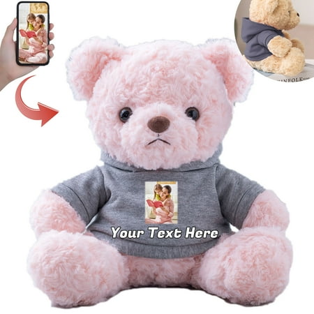 Personalized Teddy Bear as Customized Gifts for Women Men with Text+Photo as Gifts for Valentines Day Christmas (8 IN-Text+Photo)