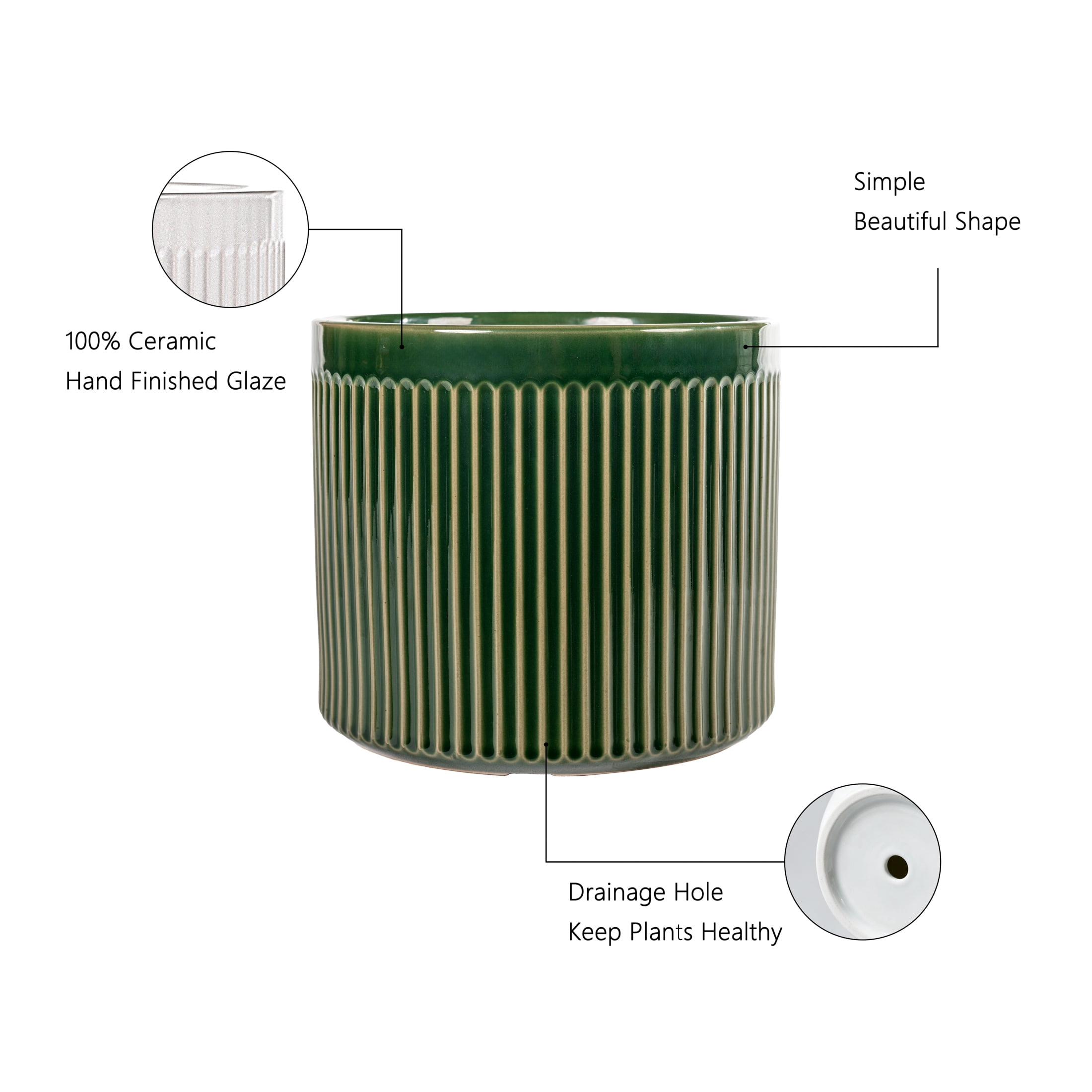 UMIAMOY Modern Cylinder Set of 3 Ceramic Flower Pots,5.7+7.0+8.6 inch Plant Pots with Drainage Holes and Saucer,Indoor Outdoor Planters for Home Patio Garden Decoration