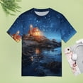 thumbnail image 4 of Lighthouse Sunrise Coast Scenery Pale Blue Tan Women's T-Shirt Short Sleeve T Shirts Tops Tee Ladies Loose T, 4 of 6