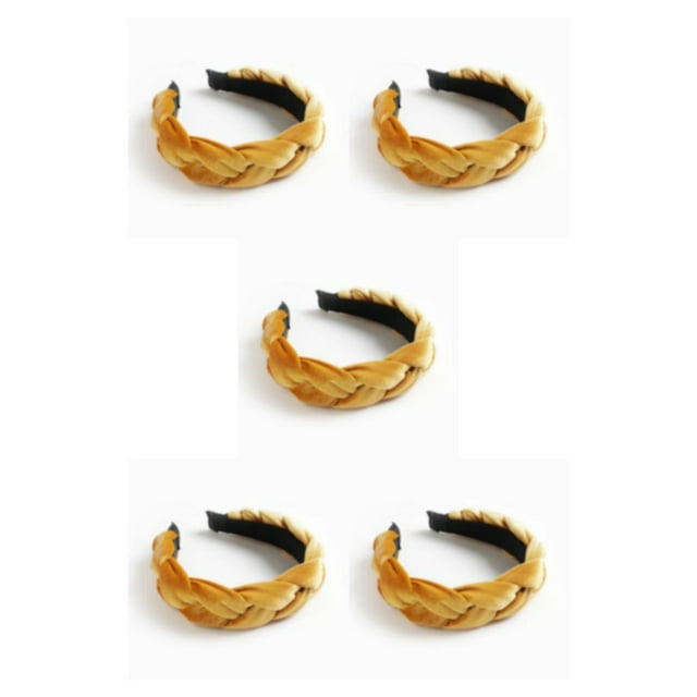 Qarigey Diadema de terciopelo trenzado, diademas anchas de estilo bohemio, diadema de aro para el pelo para niñas, accesorios de estilismo Type2 NO2