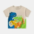 thumbnail image 2 of Gyexs Big Boys Shirts 3T-4T Kids Tshirts for Boy Dinosaur Print Short Sleeve T Shirt Soft and Comfortable Tee Tops (Toddlers, Grey, 3-4 Years), 2 of 6