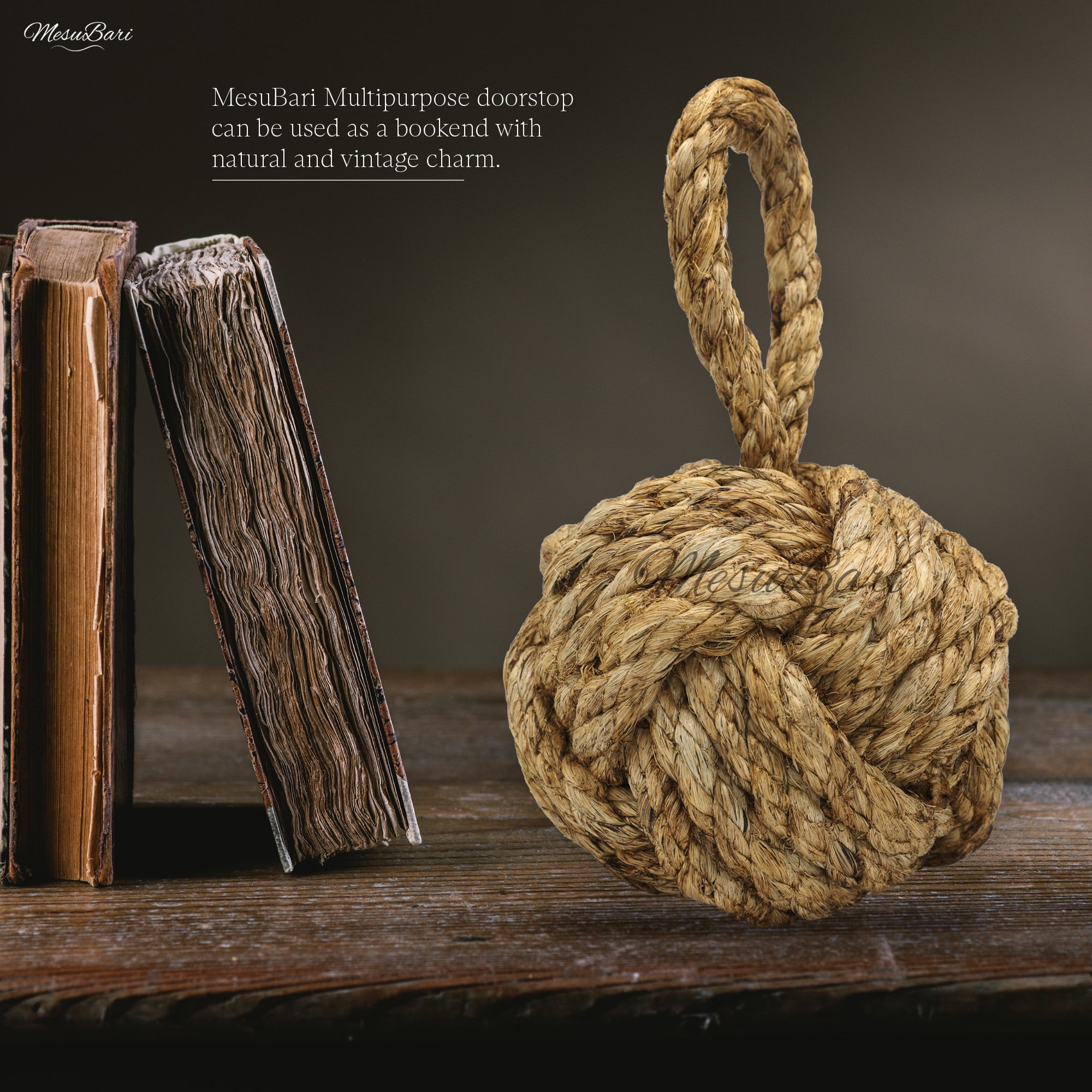 MesuBari Sisal Rope Nautical Door Stop Brown (6 inch, 3.6 Pounds)