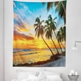thumbnail image 1 of Beach Tapestry, Sunset over Sea the Palms on the Beach at a Caribbean Island in Barbados, Fabric Wall Hanging Decor for Bedroom Living Room Dorm, 5 Sizes, Multicolor, by Ambesonne, 1 of 1