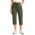 thumbnail image 2 of Xdegoge Dressy Capri Pants for Women Casual Drawstring Elastic Waist Straight Leg Cropped Trousers with Pockets Lightweight Activewear for Jogging Workout Gym, 2 of 8