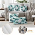 thumbnail image 6 of Teal Botanical Spring Outdoor Waterproof Pillow Covers, White Floral Spring Decorative Square Throw Pillowcase Sofa Cushion Sham for Patio/Couch/Chair, 16"x16" 2 Pack, 6 of 8
