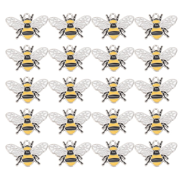 KAKOWELY DIY Pendant Accessory 20Pcs Bee Shaped DIY Decor Accessory Creative Pendant DIY Charm Material0.98"X0.67"X0.08"