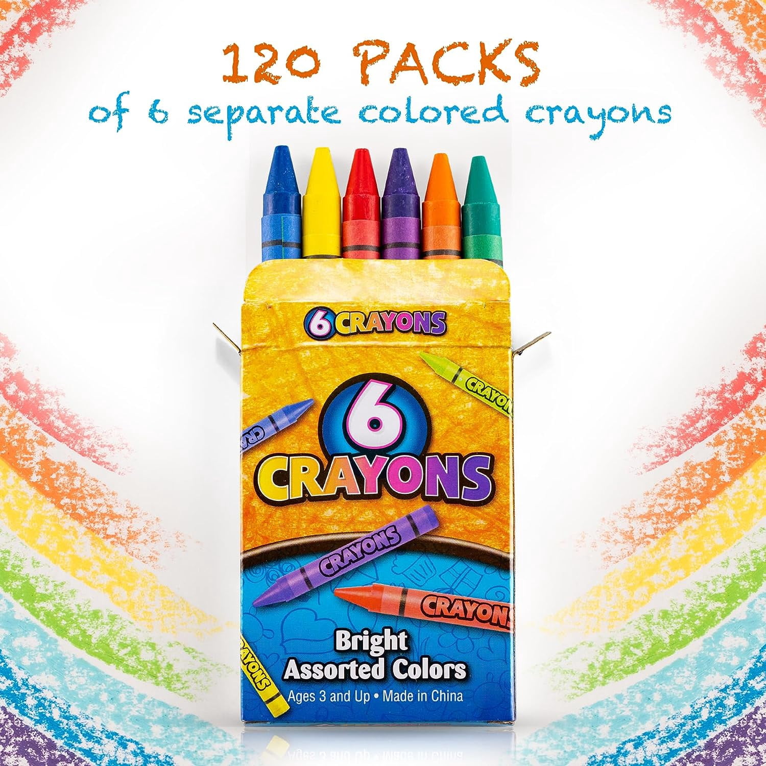 Bedwina Bulk Crayons - Case of 120 6-Packs Total 720 Crayons Bulk School Supplies for Kids & Toddler, Teachers & Classroom, Nontoxic Travel Crayons Party Favors, Goody Bags Stocking Stuffers