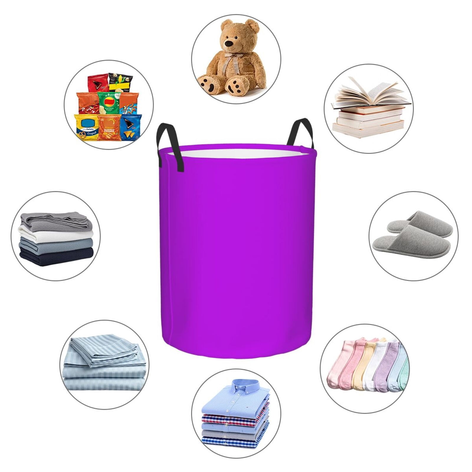 Large Laundry Basket with Handles - purple Kids Baby Dirty Clothes Laundry Hamper for Bedroom Aesthetic