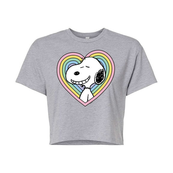 Peanuts - Snoopy Heart - Juniors Cropped Cotton Blend T-Shirt