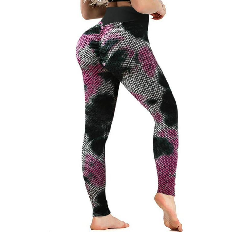 nsendm Leggings Pants Waist Stretchy High Yoga Lifting Workout Ruched Women's  Yoga Pants Yoga Pants Men 3/4 Pants Pink XX-Large 