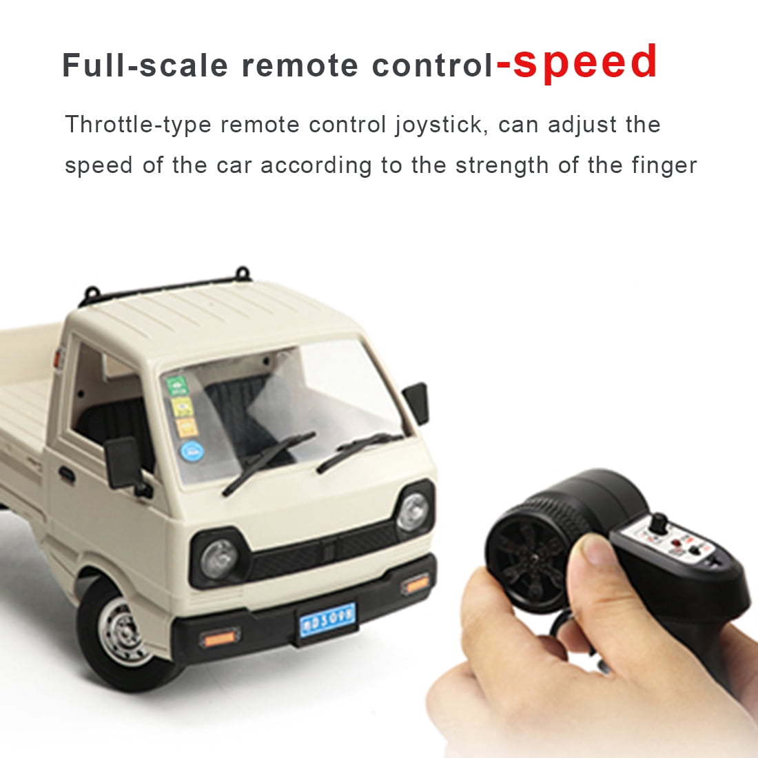 WPL D12 Mini RC Truck, 1:16 Scale 2.4GHz Remote Control with 30m Range, 4WD Off-Road Crawler with LED Lights & 9G Steering Gear, Gift for Adult Hobbyists & Collectors (White)