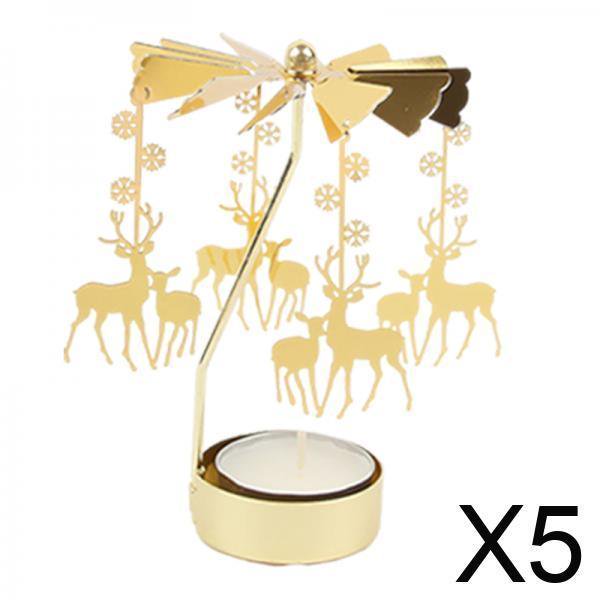 5 Candelabros Giratorios Para Luz De Té De Navidad, Candelabros De Metal Para Decoración Del Hogar De Navidad, Alce