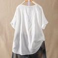 thumbnail image 3 of Débardeurs d'Été Grande Taille pour Femmes Mode Chandail Uni Col Rond Manches Courtes Chandail Assorti T-Shirt Col en V Femmes en Liquidation, 3 of 4