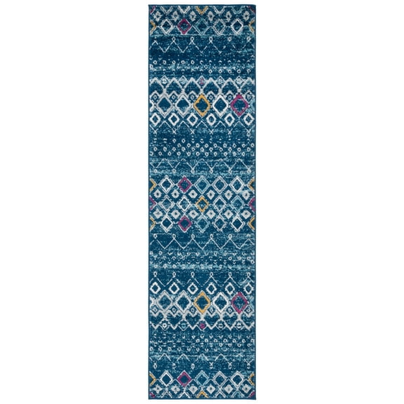 Safavieh Amsterdam Gladwin Geometric Runner Rug, Navy/Turquoise, 2'3" x 12'