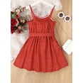 thumbnail image 3 of Wassery Kids Girl Summer Dress 4T 5T 6T 7T Little Girl Sumdress Sleeveless V Neck Dots Print Button Front Belted Dress 4-7T, 3 of 9