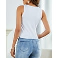 thumbnail image 4 of Womens Solid Round Neck Ribbed Summer Tank Top Sleeveless Racerback Cropped Basic Camisole Shirt Top(WH-S), 4 of 5