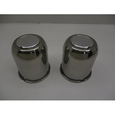 2- Stainless Metal Trailer Wheel Center Hub Cap Covers  3.75 Bore Chrome End Cap