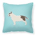 thumbnail image 1 of Caroline's Treasures BB3778PW1818 Bull Terrier Almohada decorativa azul con tablero de ajedrez, 18 x 18, multicolor Caroline's Treasures BB3778PW1818, 1 of 1