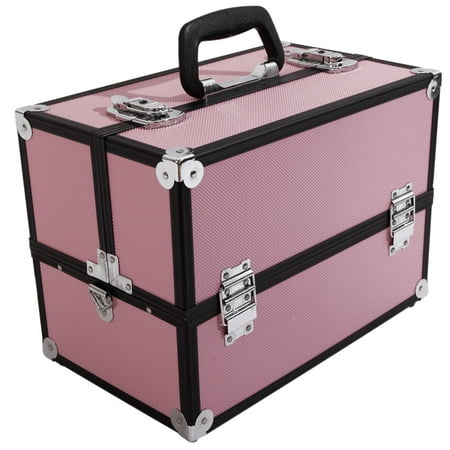 Two Tiered Cosmetic Train Case Zimtown 2 Extendable Tiers Cosmetic Makeup Train Case Aluminum Storage Lock Jewelry -14