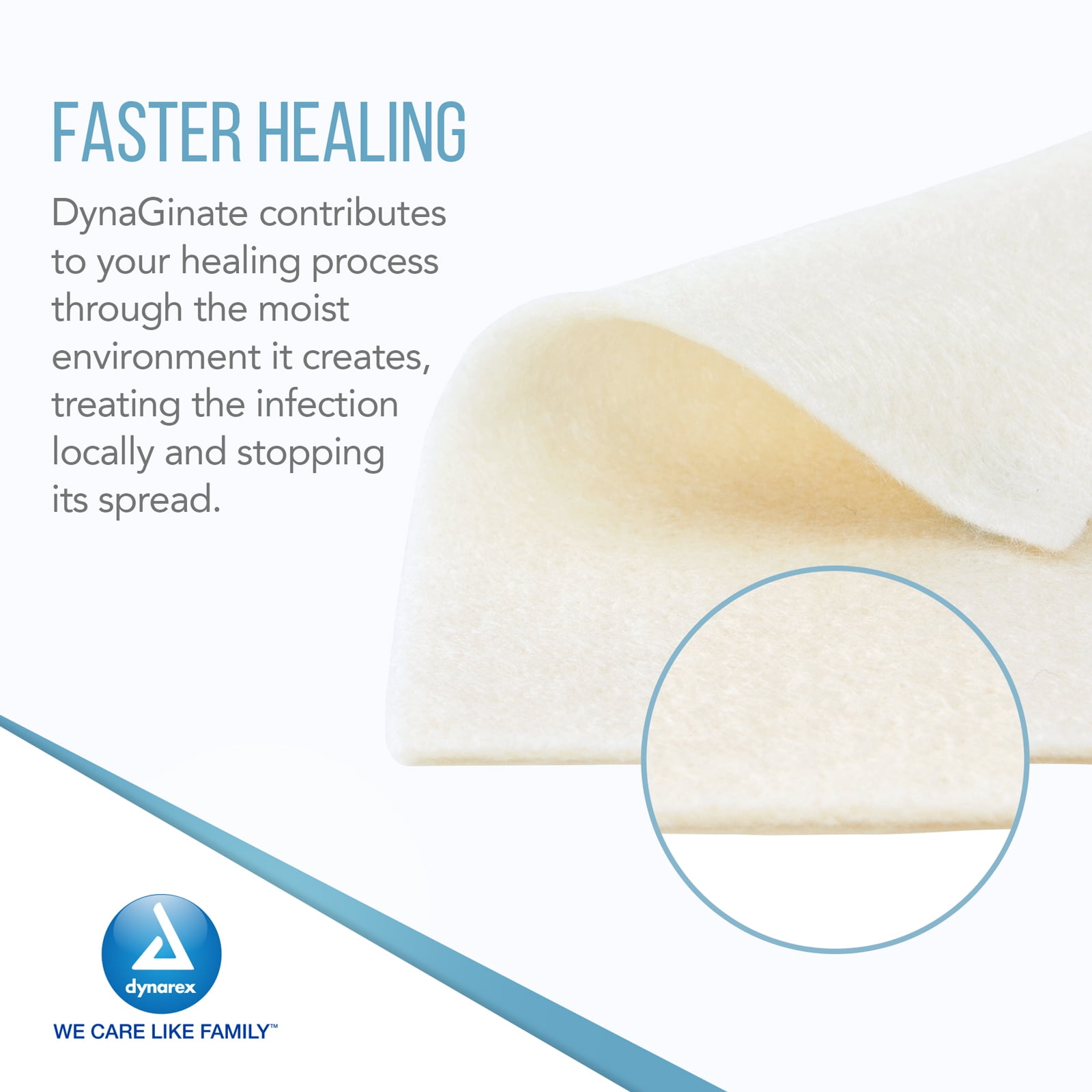 Dynarex DynaGinate Calcium Alginate Wound Dressing - Sterile, Non-Stick Topical Wound Pads - Absorbent Gel Patches For Moderate To High Exuding Cuts - For Medical & Home Use - 4.25"x 4.25", Box of 10