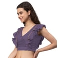 thumbnail image 2 of eloria Women Ruffle Sleeveless&nbsp; Saree Blouse V Neck Summer Casual Sari Top Color : Ultra Violet, SIZE : 42, 2 of 5